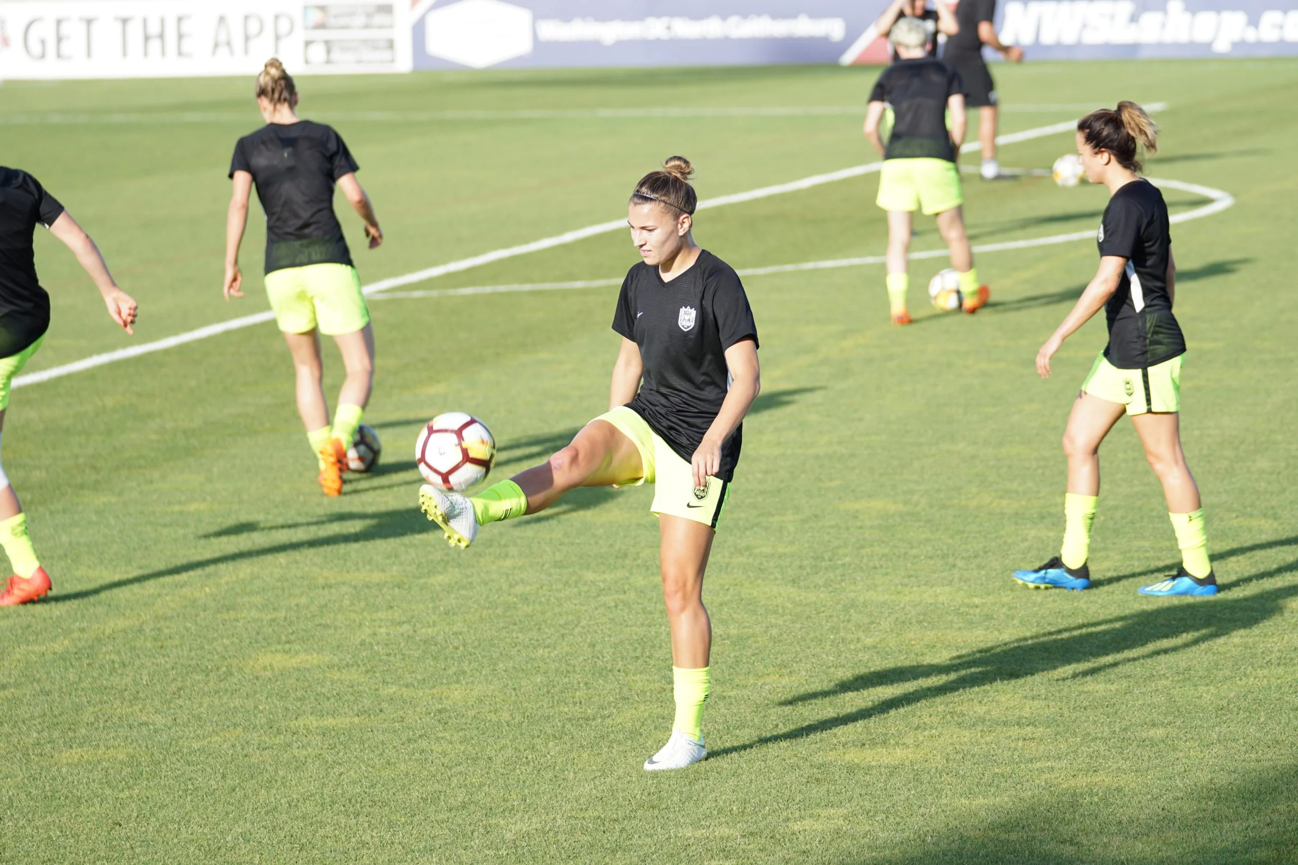 Football team warming up