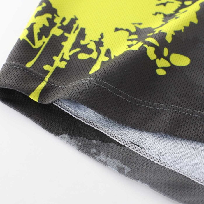 Close up of the stitching on the hem of a cycling jersey