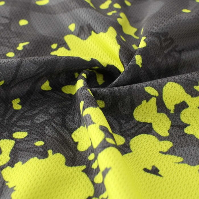 Close up of breathable cycling jersey fabric showing surface texture